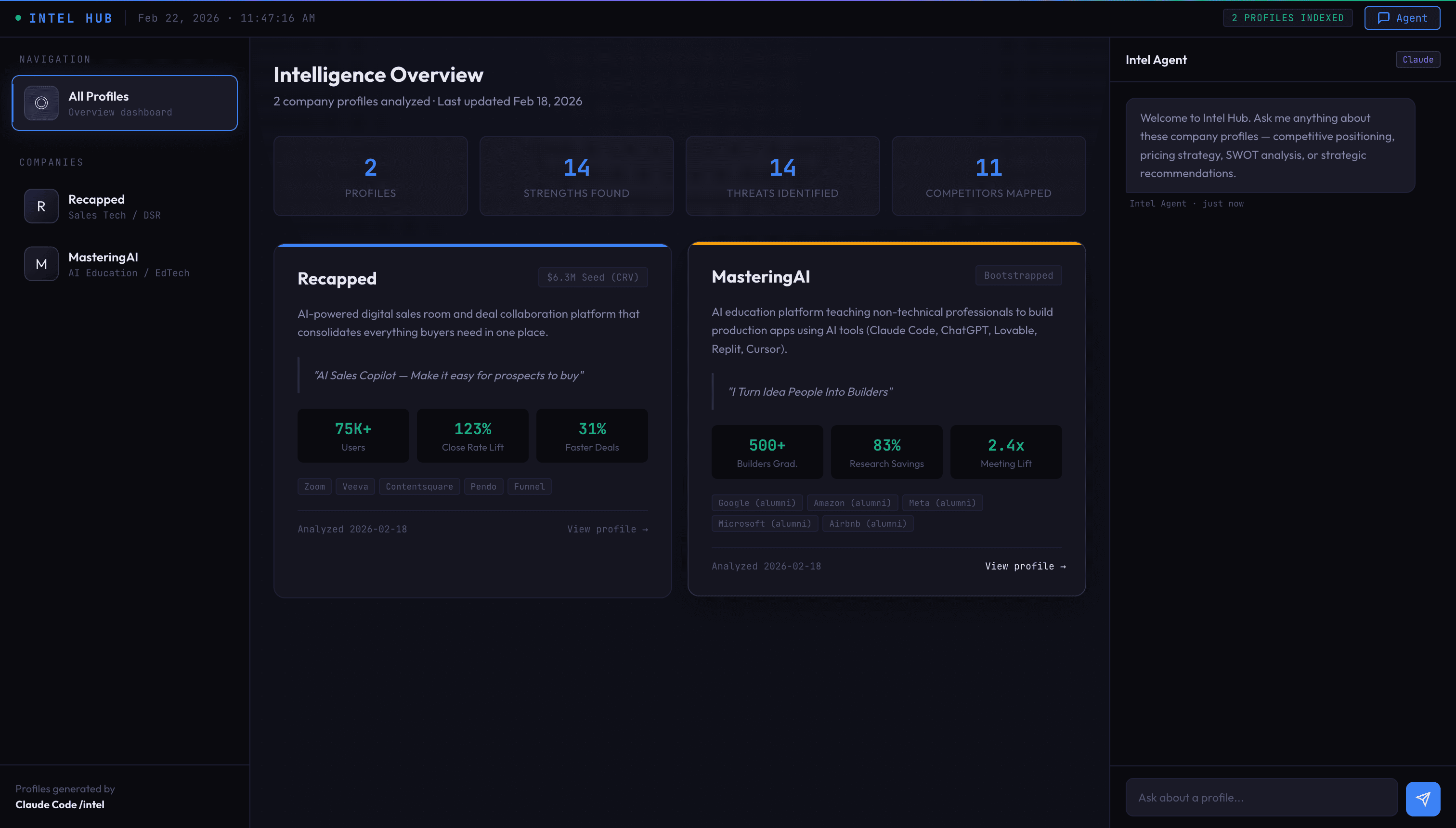 An AI-powered revenue operating system dashboard